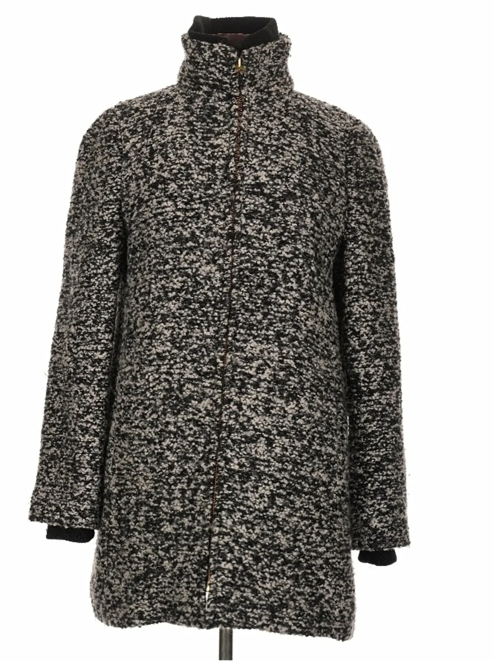 J.Crew Lodge Coat in Speckled Bouclé luxury Italian Wool Black White Size 10 - Picture 4 of 10